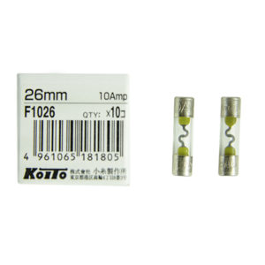 Предохранители Koito (кратность 10 шт.) 10A – стеклянный 26 мм, упаковка 10 шт.