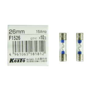 Предохранители Koito (кратность 10 шт.) 15A – стеклянный 26 мм, упаковка 10 шт.