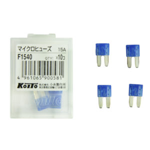 Предохранители Koito (кратность 10 шт.) 15А – мини 8 мм (2,2 мм зазор между контактами), пласт. упаковка 10 шт.