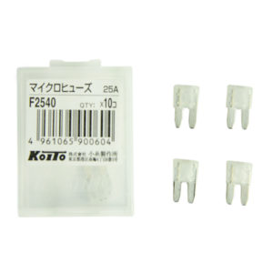Предохранители Koito (кратность 10 шт.) 25А – мини 8 мм (2,2 мм зазор между контактами), пласт. упаковка 10 шт.