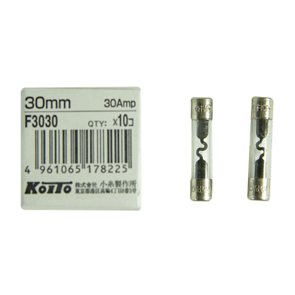 Предохранители Koito (кратность 10 шт.) 30A – стеклянный 30 мм, упаковка 10 шт.